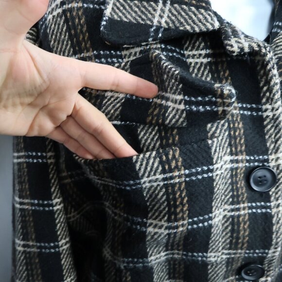 Anthropologie Sage The Label Plaid Shacket - Neutral Brown - Size Medium - Picture 5 of 11